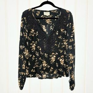 Ralph Lauren Denim & Supply Long Sleeve Floral Crochet Blouse 634